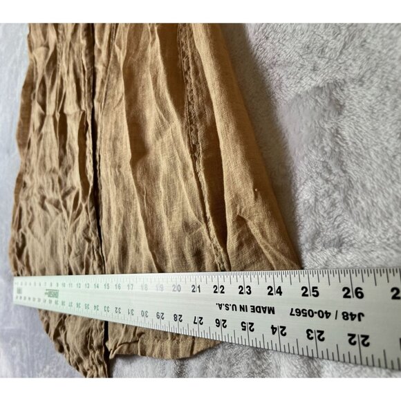 Kleen Women's Linen Tie-Front Sleeveless Cardigan Vest Large Tan Lightweight - Picture 8 of 12